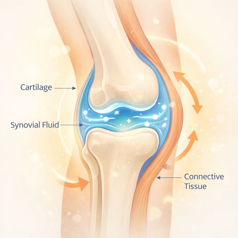 Joint health illustration showing joint structure and support mechanisms
