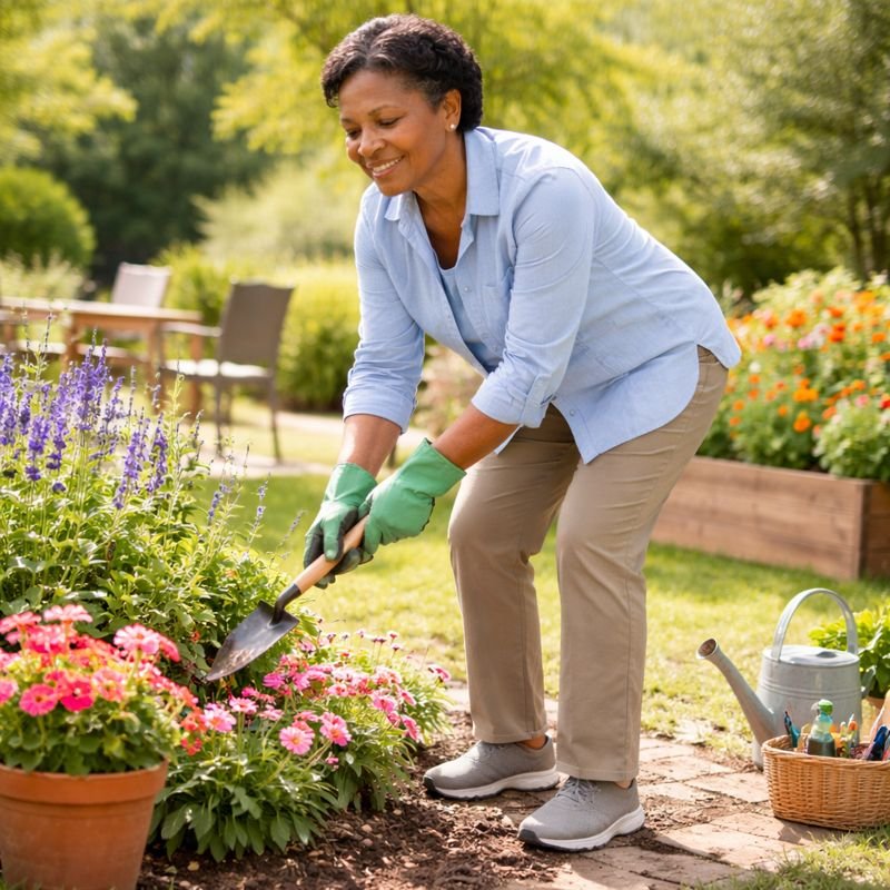 Adult enjoying gardening without joint discomfort - Maintaining active lifestyle
